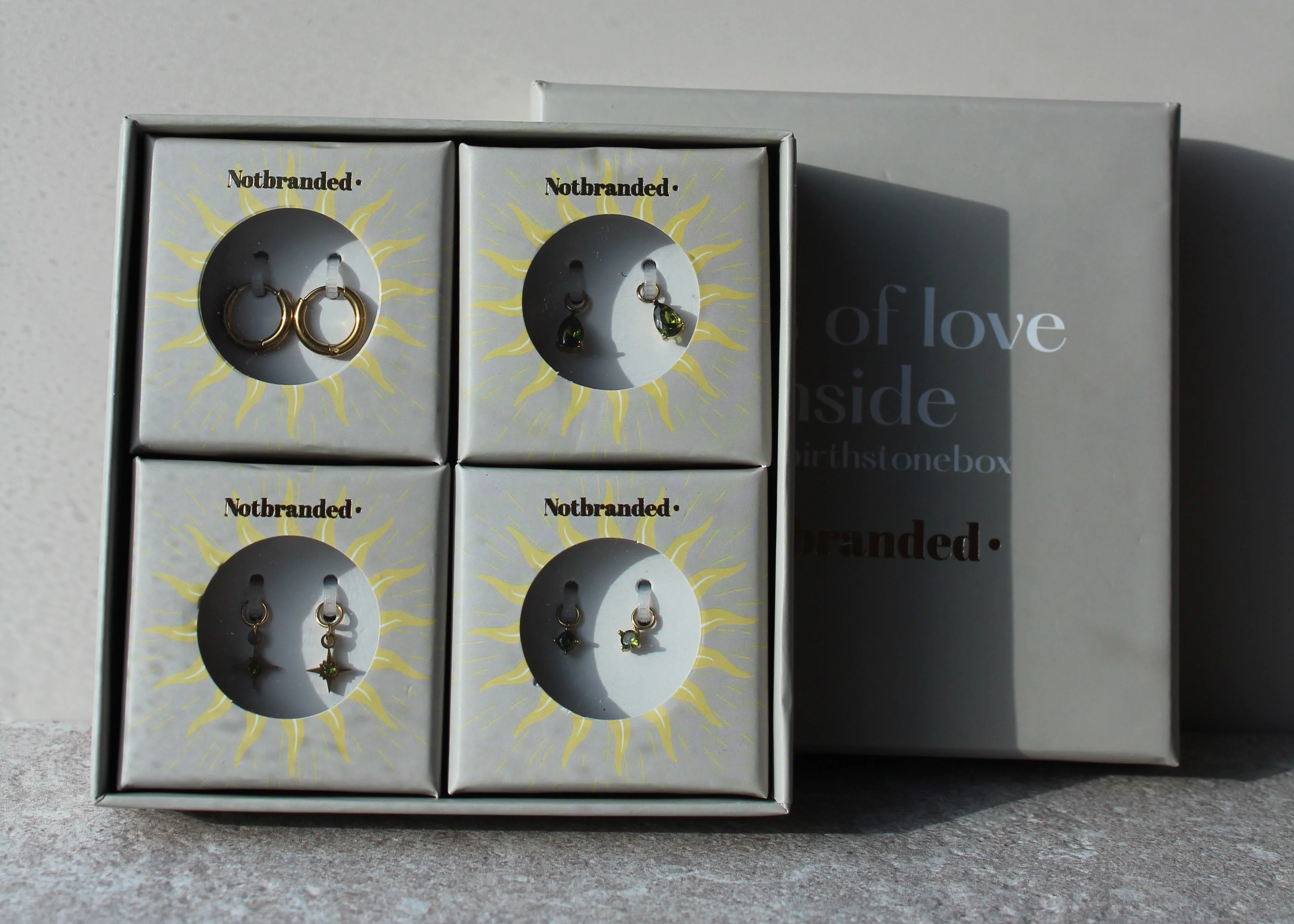 Birthstonebox - Boucles d’oreilles – Set – Acier inoxydable