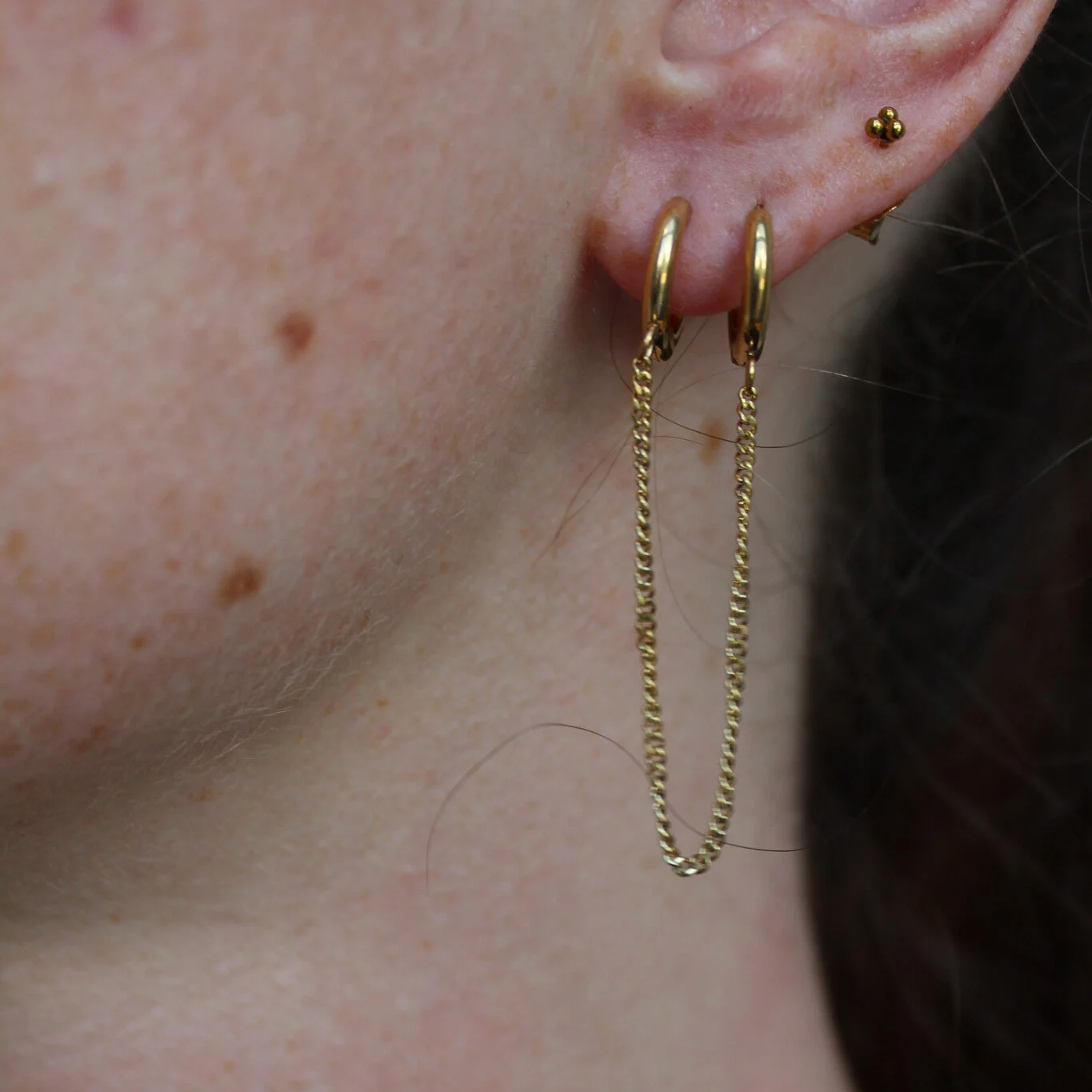 Chain - Double boucle d'oreille - Acier inoxydable - Image 2