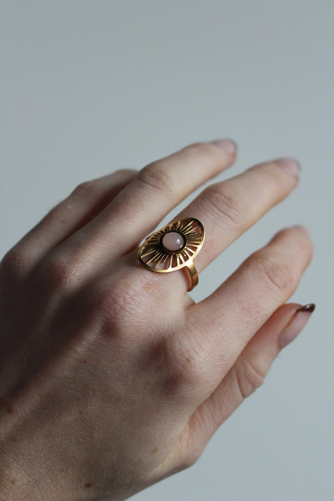 Claudia - Bague - Pierre naturelle - Acier inoxydable - Ajustable - Image 2