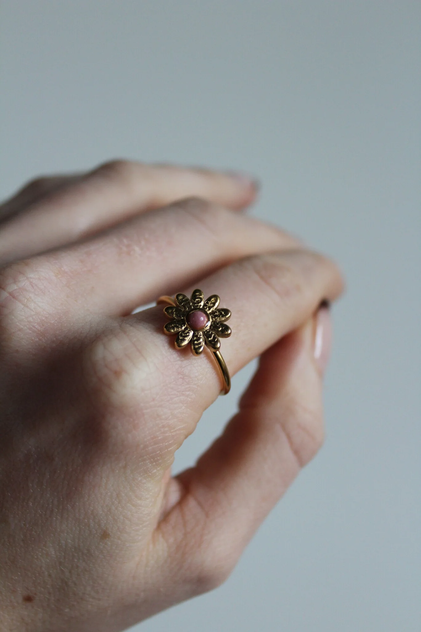Marguerite - Bague - Pierre naturelle - Acier inoxydable - Ajustable - Image 4