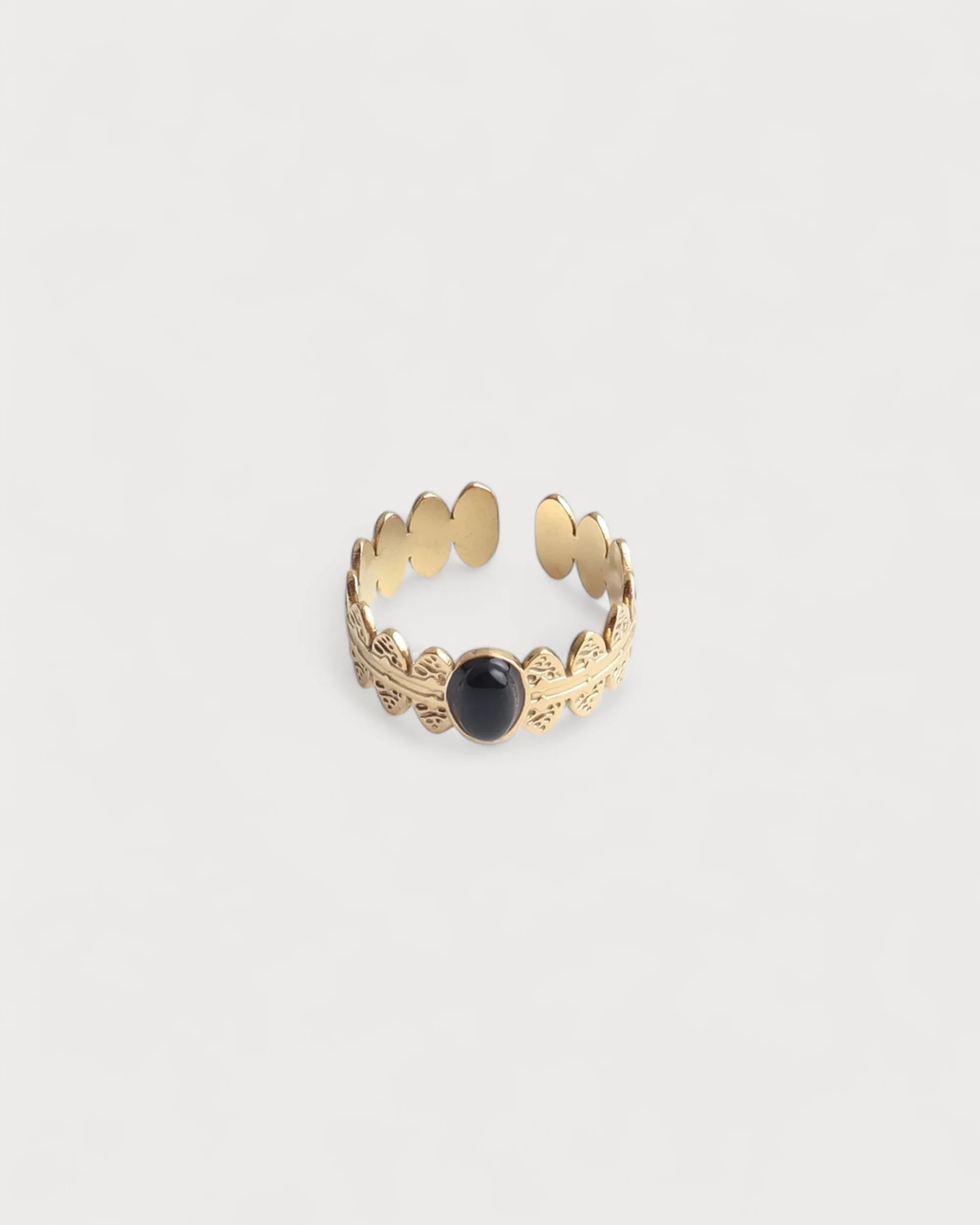 Didi - Bague - Pierre naturelle - Acier inoxydable - Ajustable
