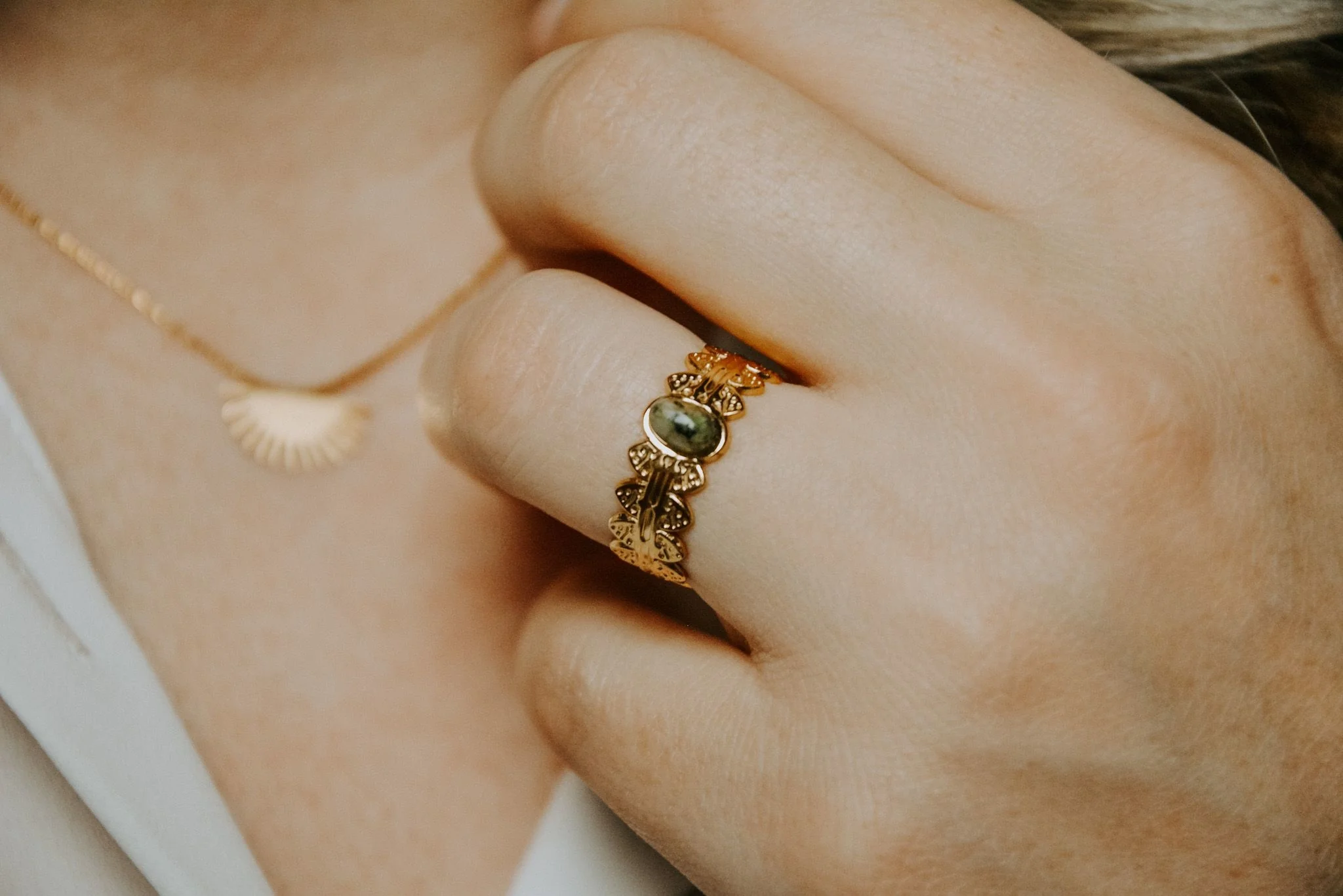 Didi - Bague - Pierre naturelle - Acier inoxydable - Ajustable - Image 9