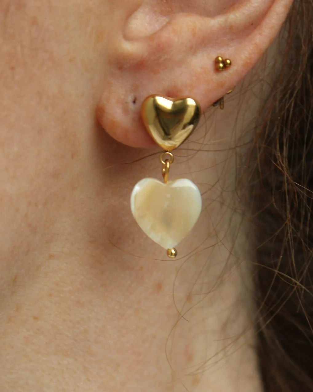 Double Love - Boucles d'oreilles - Pierre naturelle - Acier inoxydable - Image 2