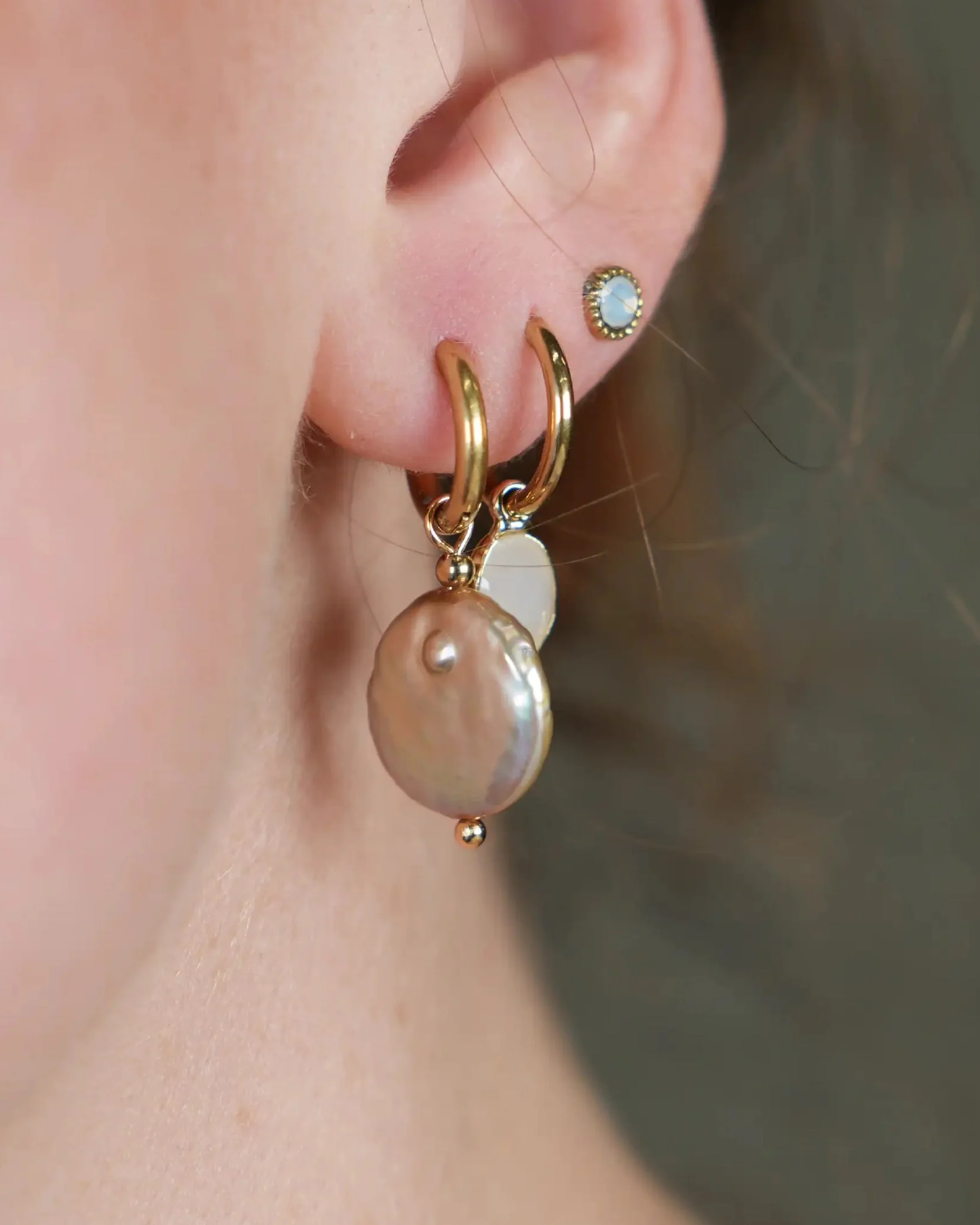Perle d'eau douce - Boucles d'oreilles - Perle - Acier inoxydable - Image 2