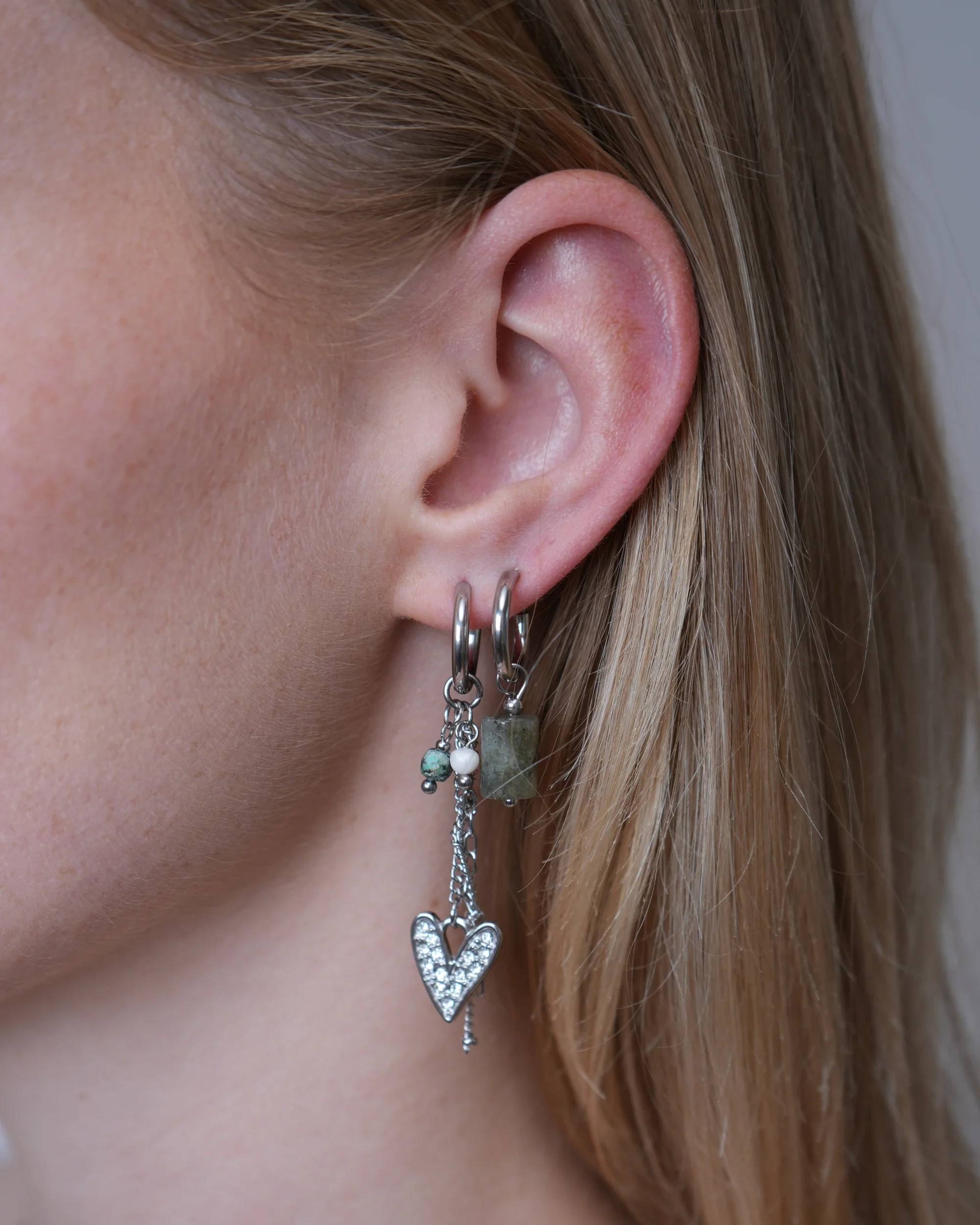 Liora - Boucles d'oreilles - Clip - Pierre naturelle - Acier inoxydable - Image 4