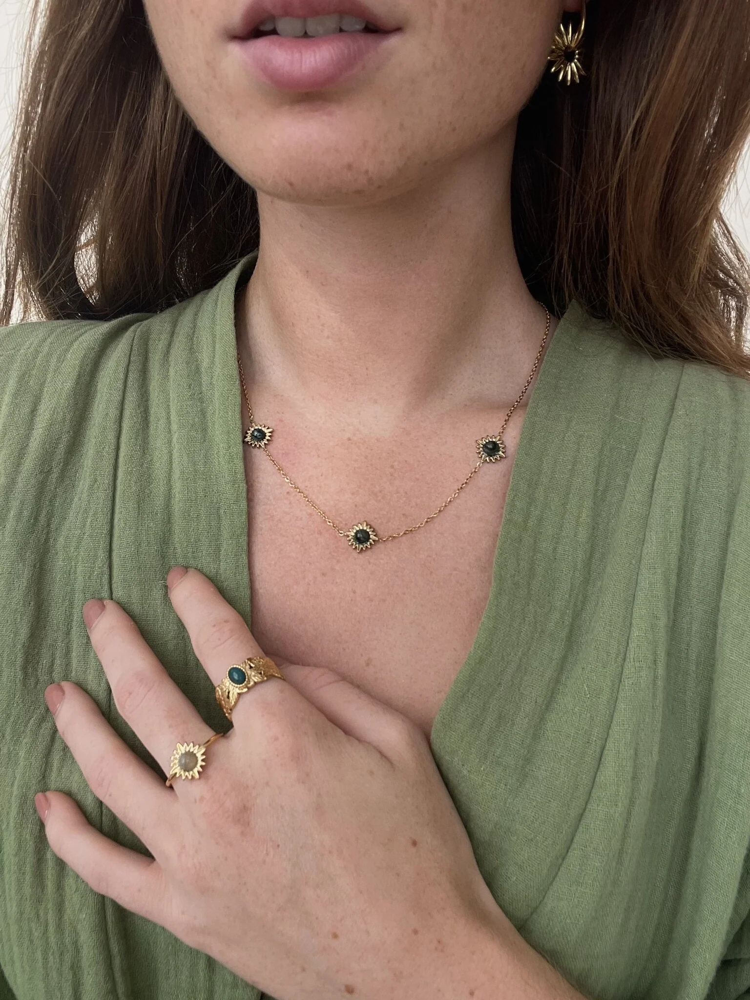 Louelle - Bague - Pierre naturelle - Acier inoxydable - Ajustable - Image 2