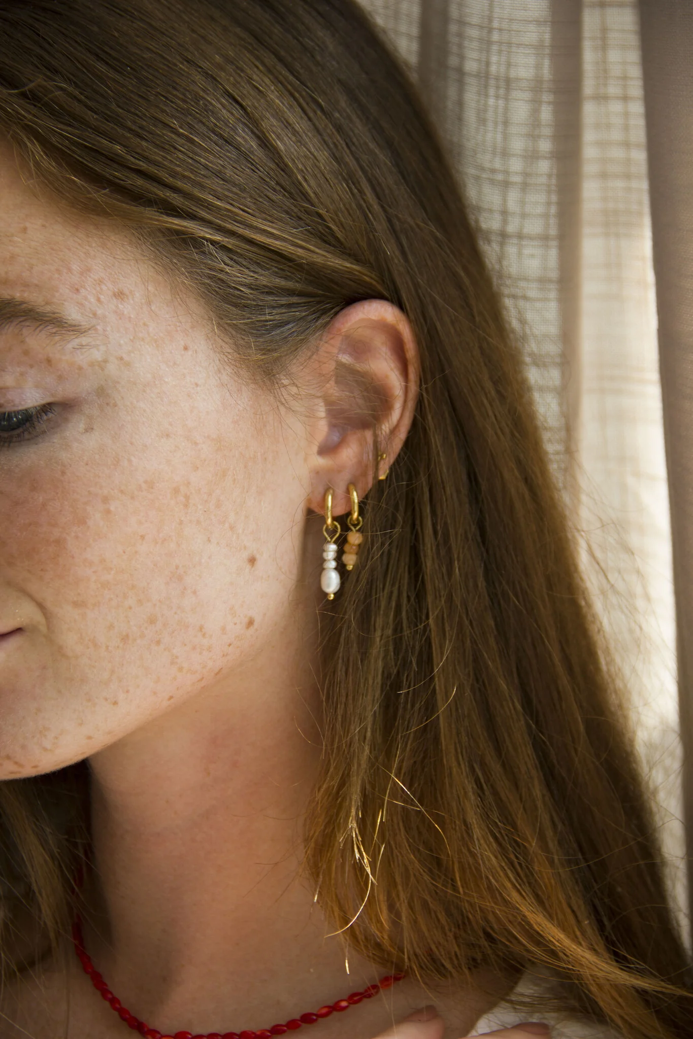 Luna - Boucles d'oreilles - Pierre naturelle - Acier inoxydable - Image 2
