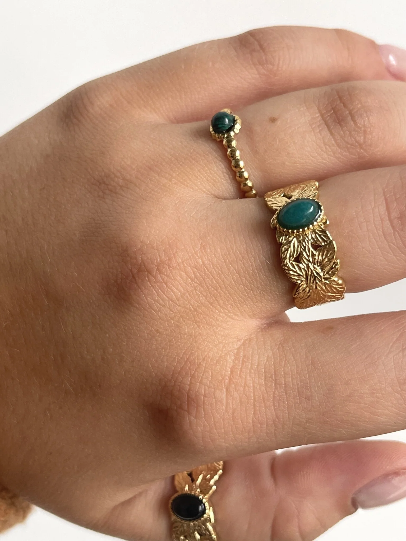 Nadine - Bague - Acier inoxydable - Ajustable - Pierre naturelle - Image 4