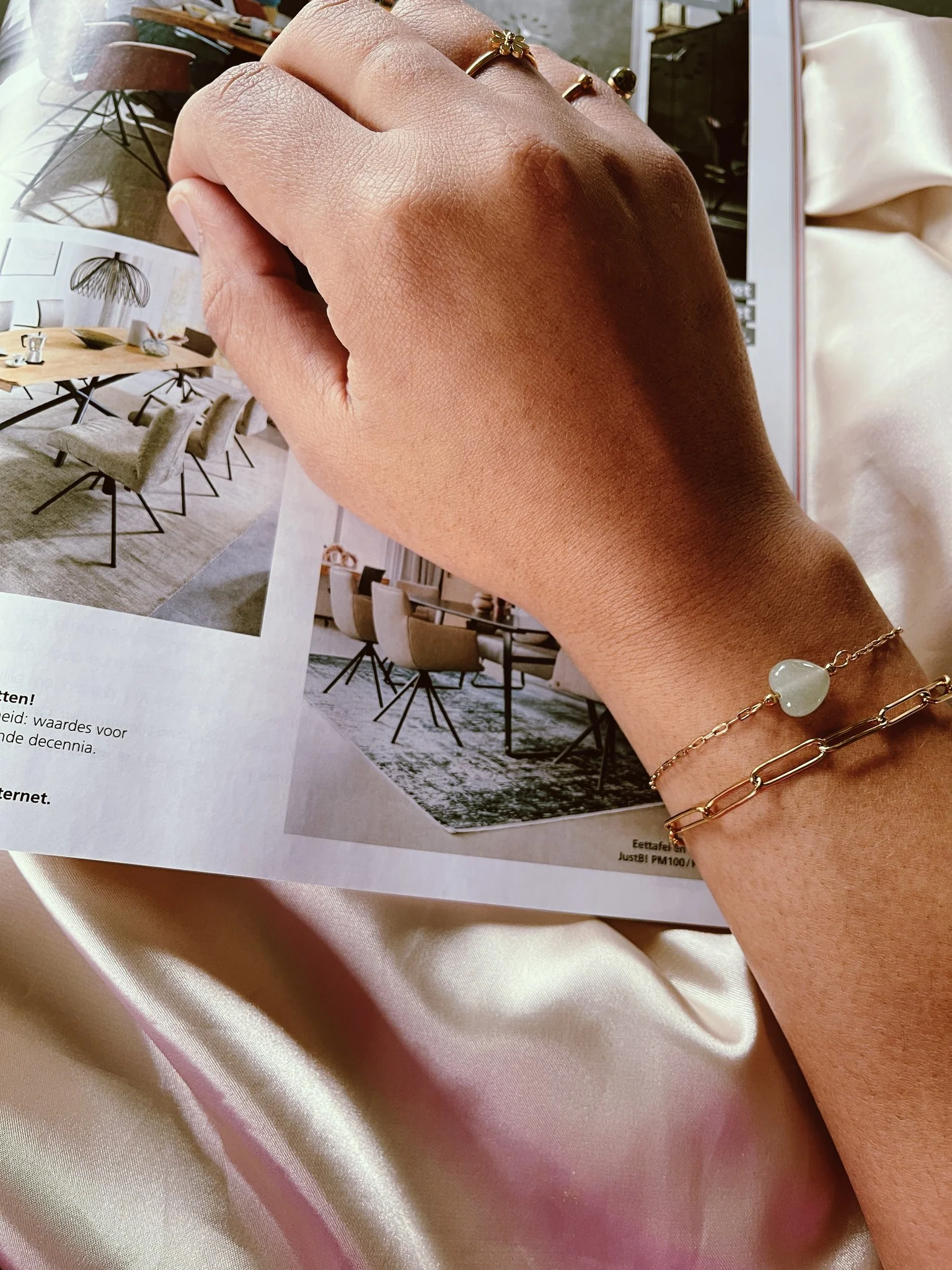 Natural Heart - Bracelet - Pierre naturelle - Acier inoxydable - Image 4