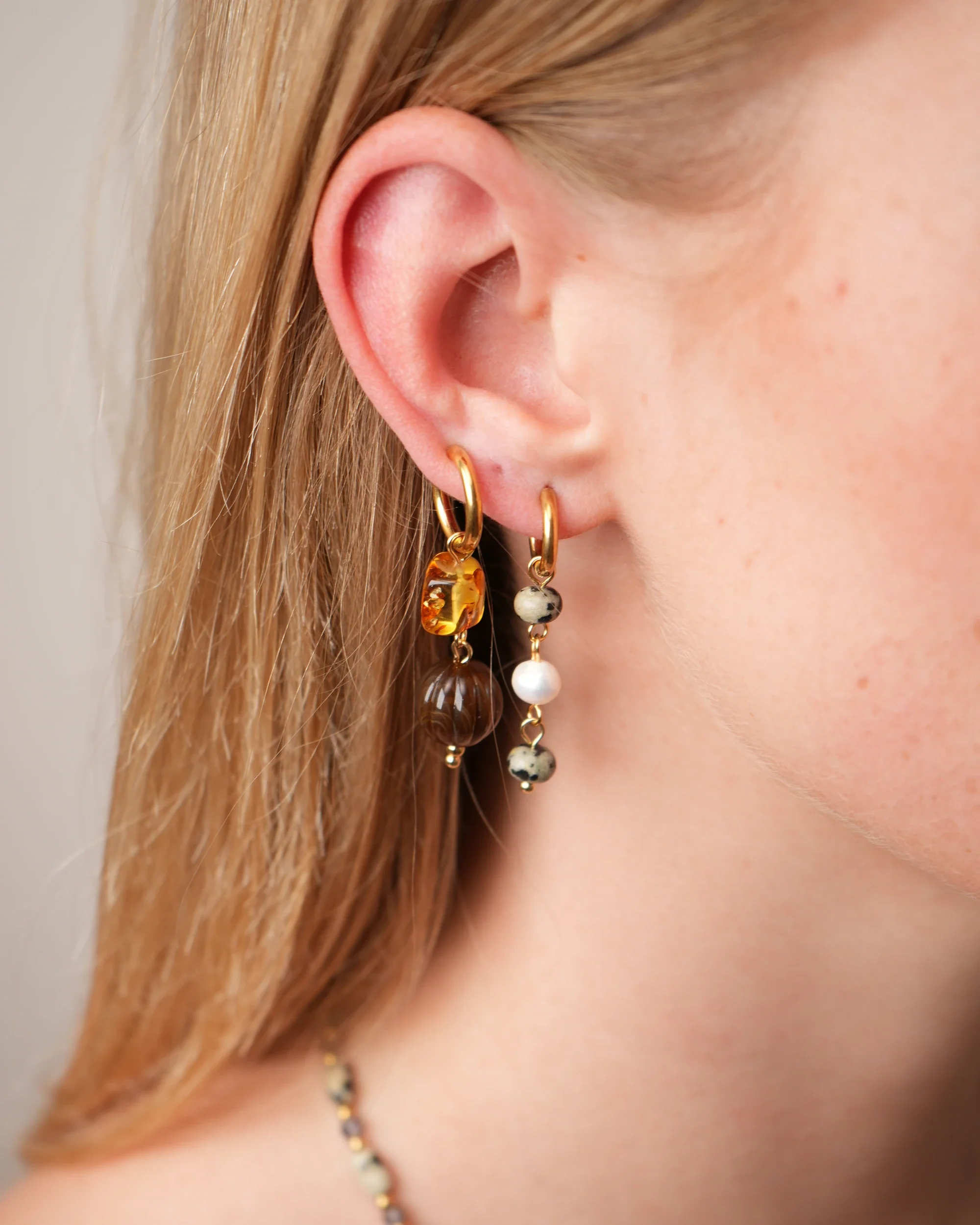 Ova - Boucles d'oreilles - Pierre naturelle - Acier inoxydable - Image 2