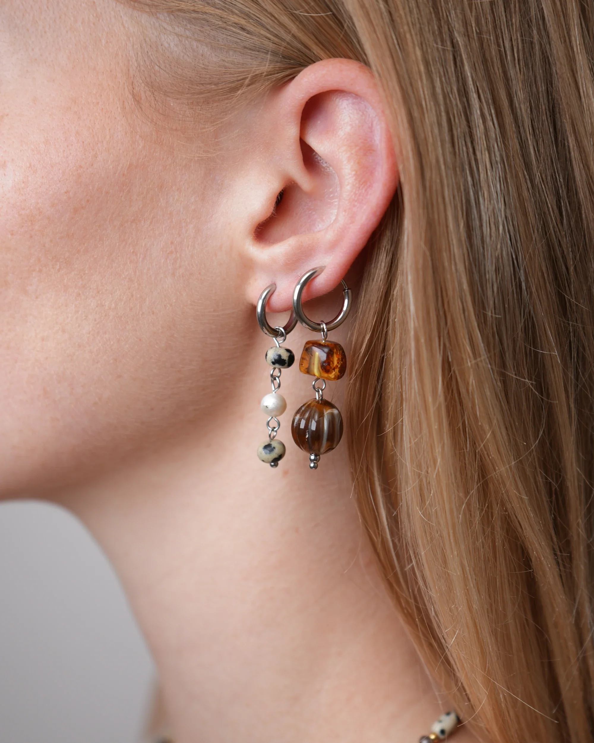 Ova - Boucles d'oreilles - Pierre naturelle - Acier inoxydable - Image 4