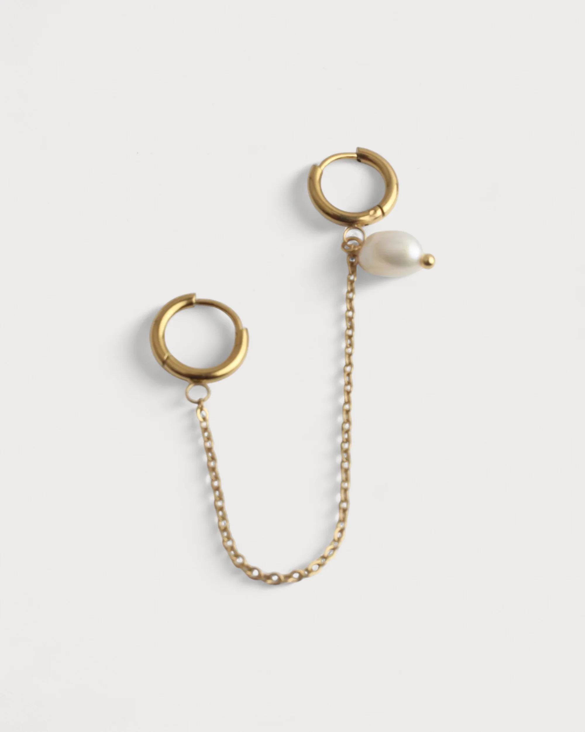 Pearl - Pierre naturelle - Boucle d'oreille double - Acier inoxydable
