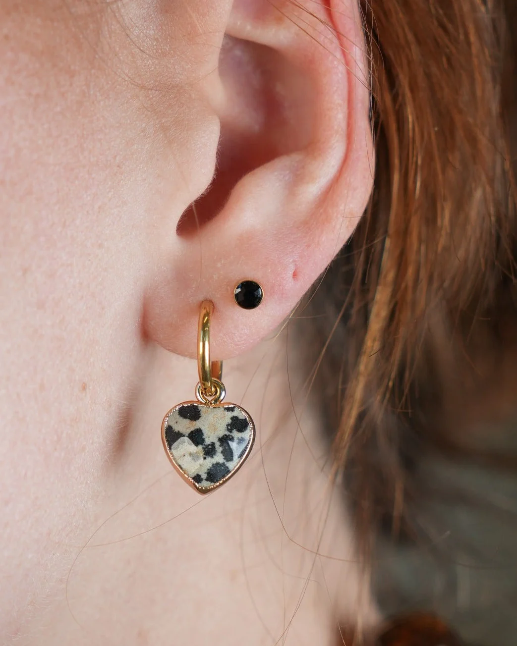 Round Diamond - Stud - Boucles d'oreilles - Acier inoxydable - Image 2