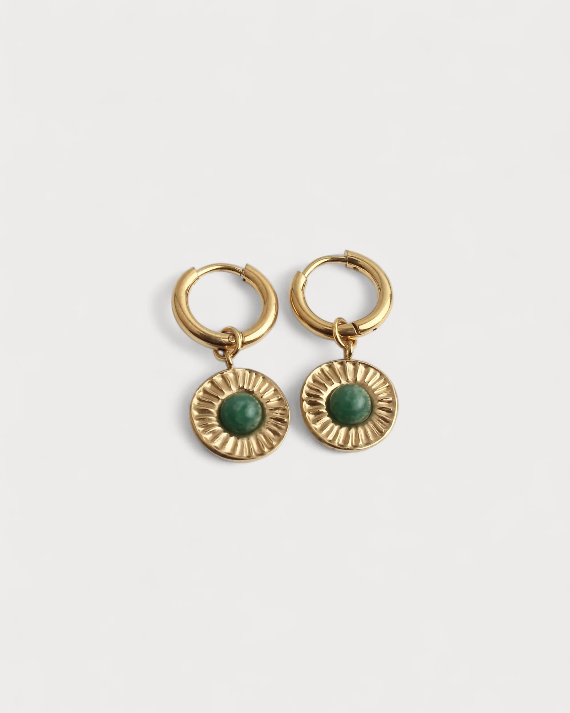 Rond - Boucles d'oreilles - Pierre naturelle - Acier inoxydable