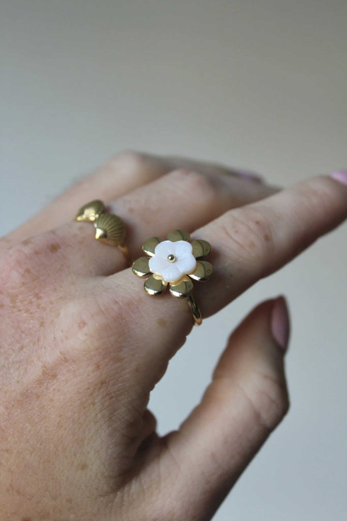 Fleur de coquillage - Bague - Acier inoxydable - Ajustable - Image 2