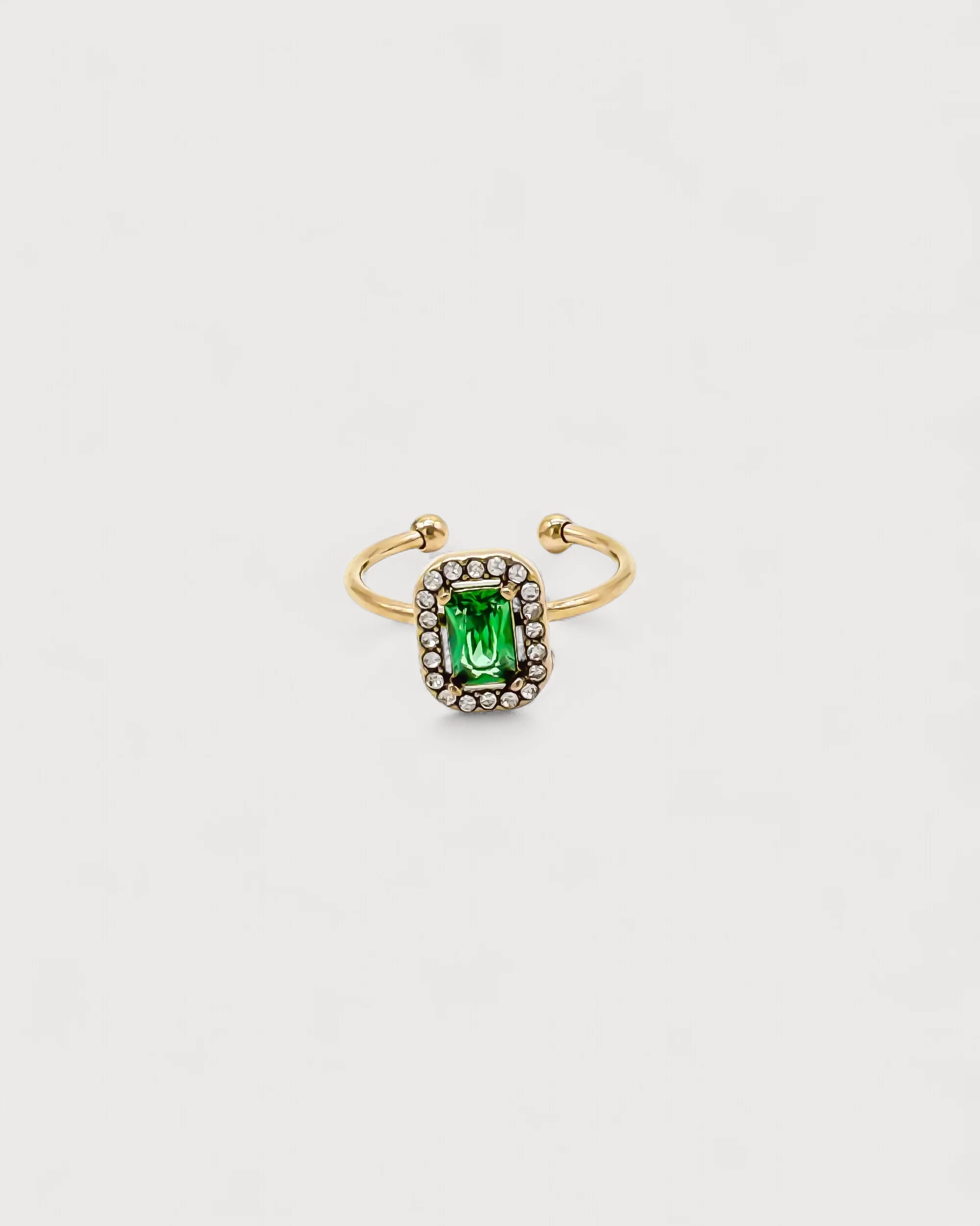 Bague carré en strass - Or - Ajustable