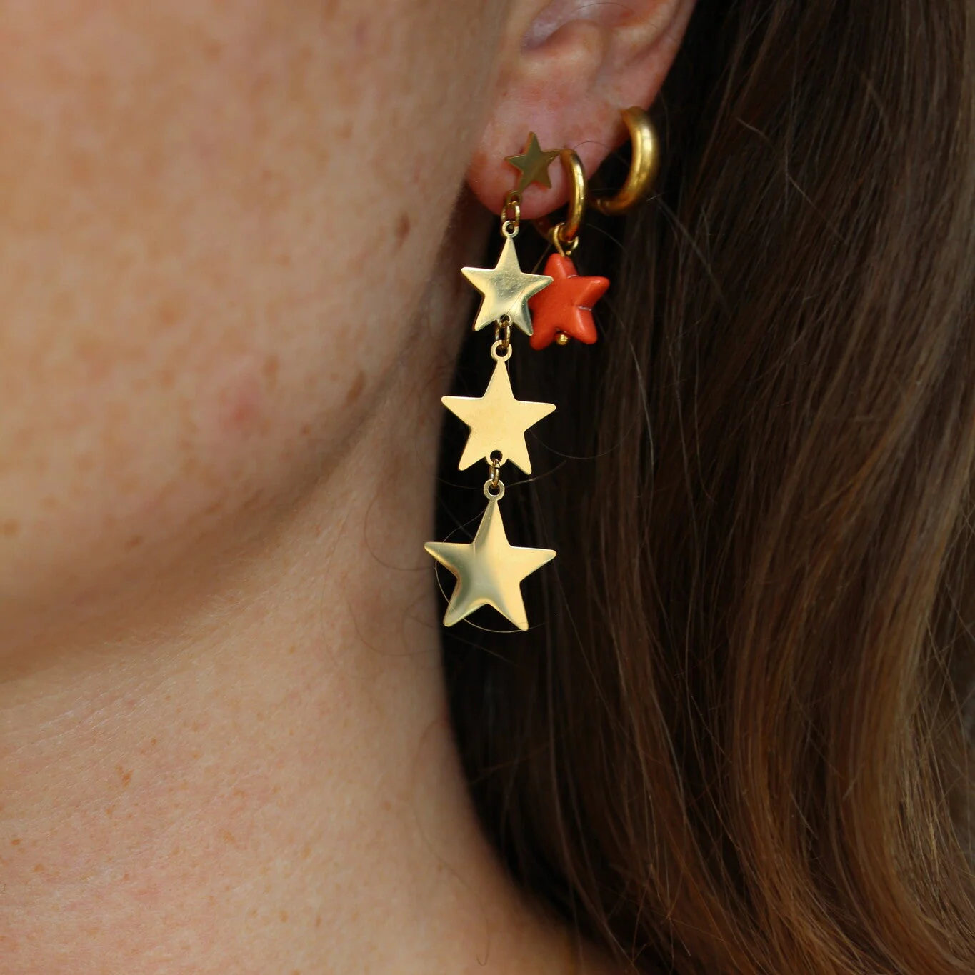 Étoiles, étoiles, étoiles - Boucles d'oreilles - Acier inoxydable - Image 2