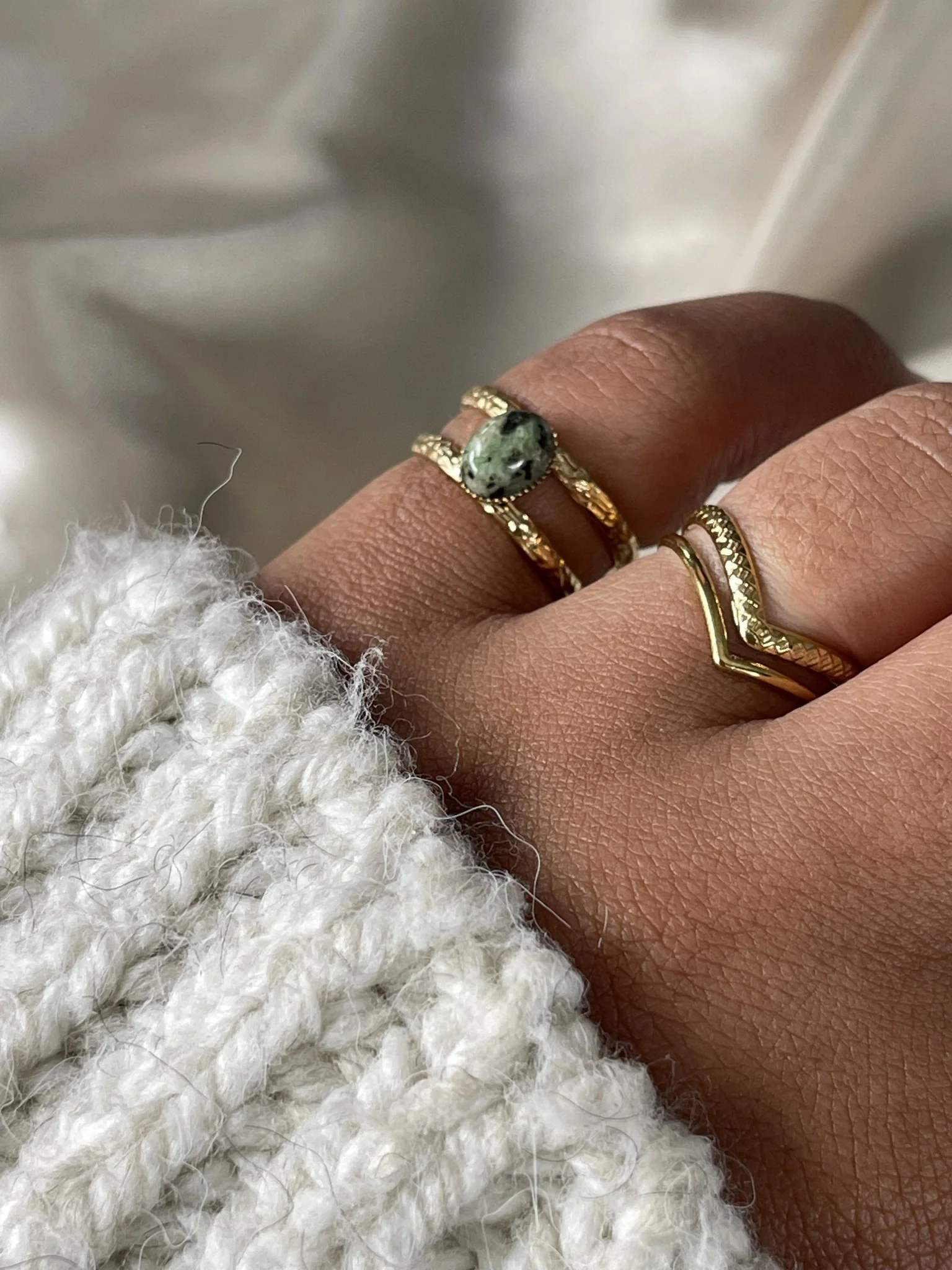 Suzi - Bague - Pierre naturelle - Acier inoxydable - Ajustable - Image 5