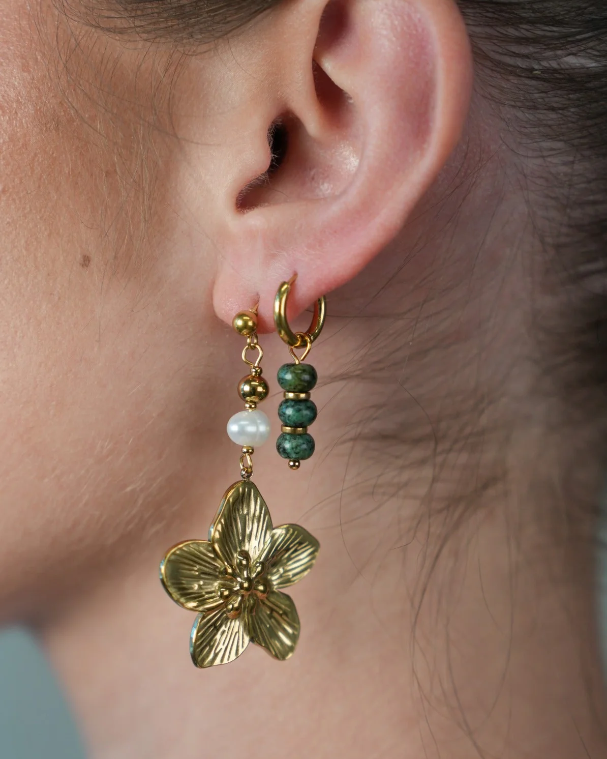 Yvette - Boucles d'oreilles - Pierre naturelle - Acier inoxydable - Image 2